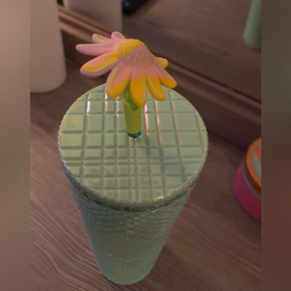 Starbucks green mint cup with straw topper